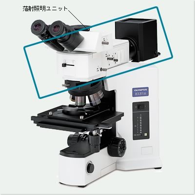 図1. 正立型反射型顕微鏡と落射照明ユニット 