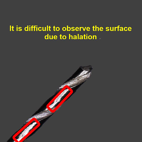 It is difficult to observe the surface due to halation