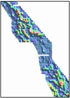 Figura 2: Gráfico do contorno de níquel em solos do projeto Pioneer Nickel's Fraser Range na Austrália Ocidental. Os resultados obtidos pelo analisador portátil por XRF são exibidos à esquerda e os resultados laboratoriais (Aqua Regia) à direita.