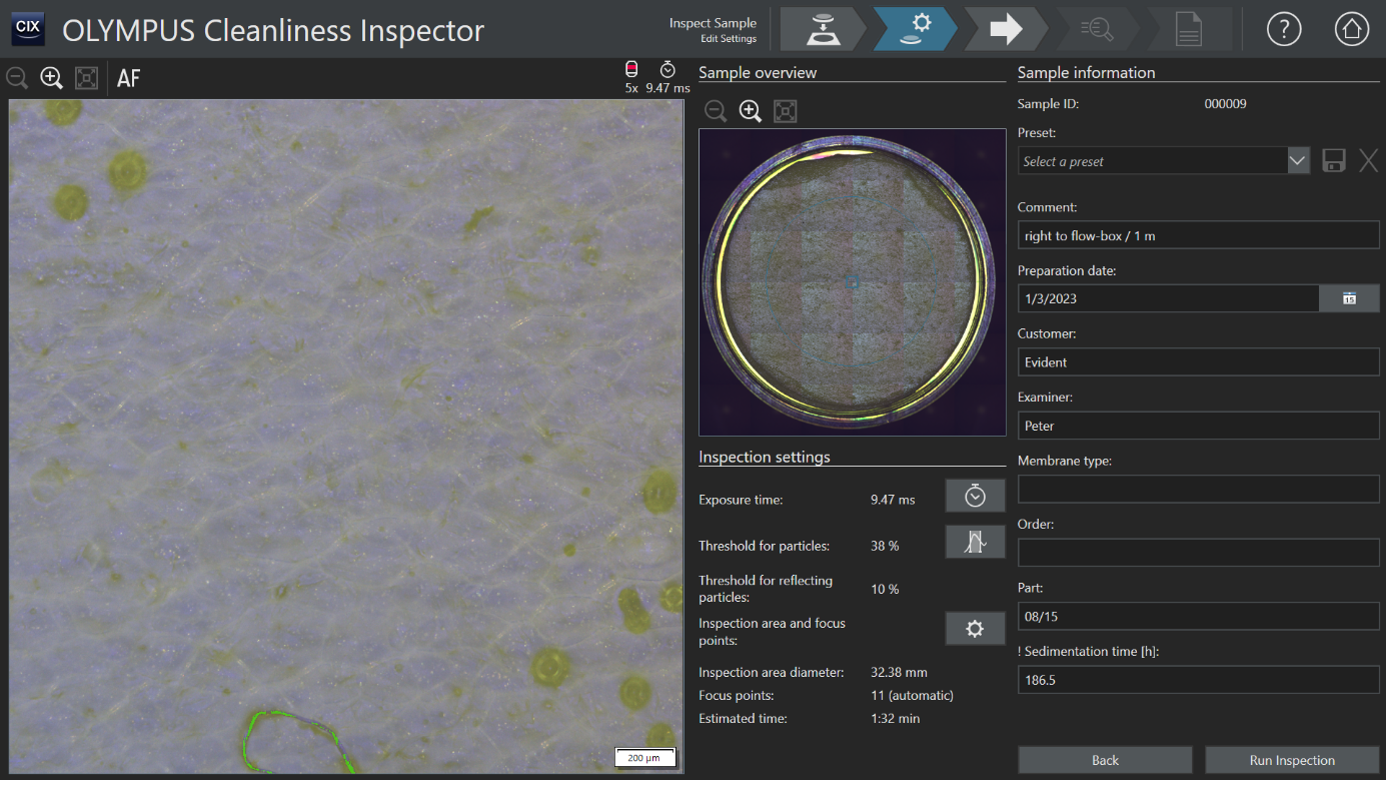 Analysis of a particle trap in technical cleanliness inspection software