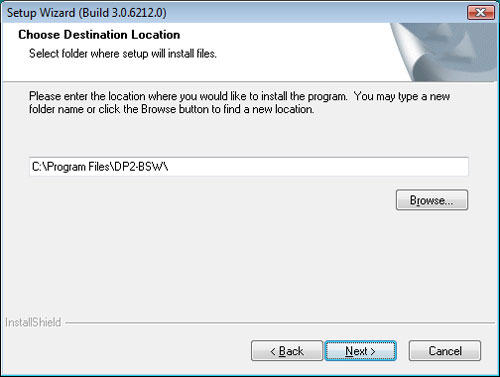 DP2-BSW install select folder