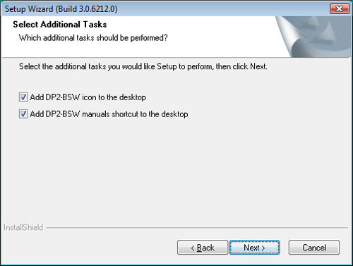 DP2-BSW 설치 옵션 선택
