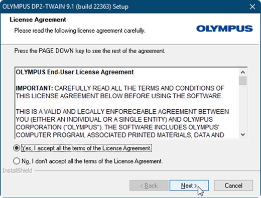 4) [License Agreement] will appear. Read the 