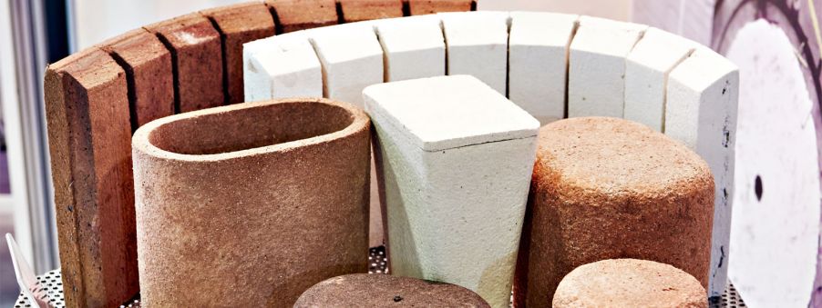 Parts made of refractory materials on a table